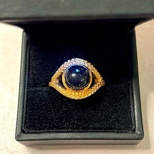 Black Sunstone & Rose gold vermeil over sterling silver ring. Size 9.